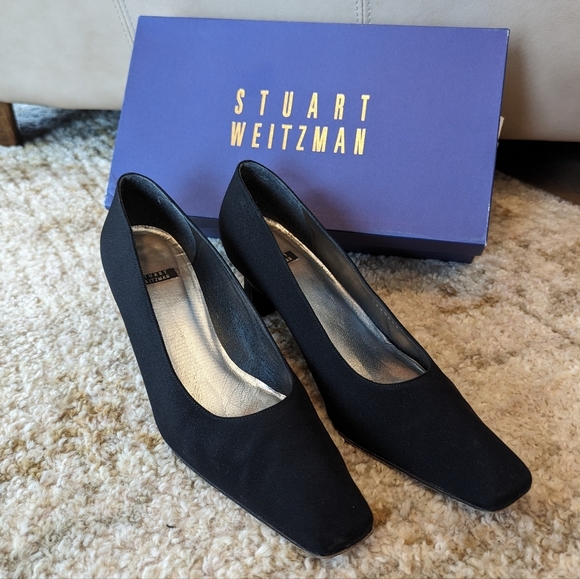 Stuart Weitzman Shoes - Vintage Stuart Weitzman Leah Square Toe Black Pumps Shoes Women's Size 8.5 N